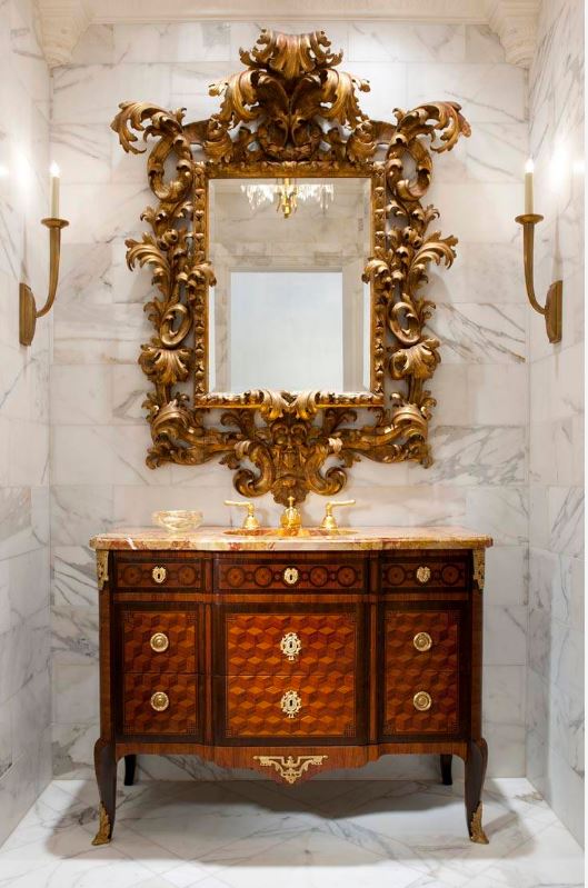 antique-mirror-and-dresser-on-marble-tile