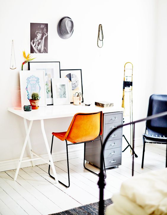 White-floor-for-a-Eclectic-Desk