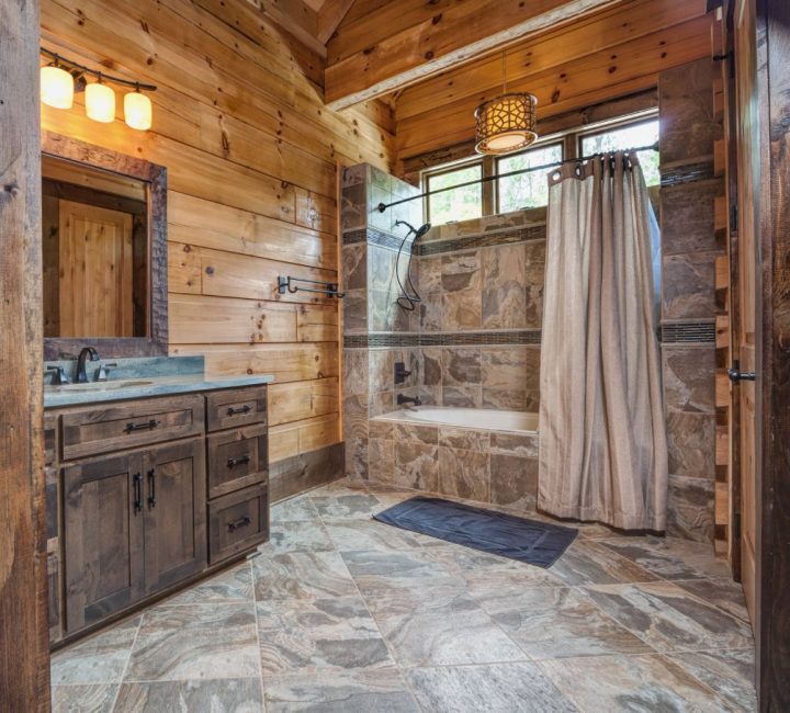 Bathroom-with-tles-and-rustic-cabinets