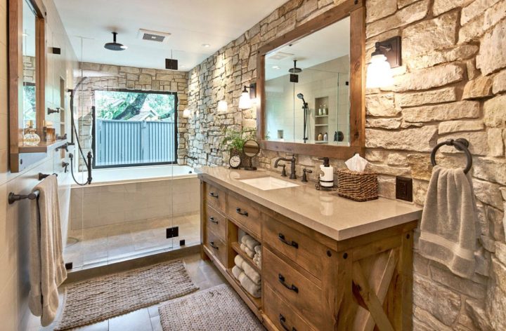 Exposed-bricks-for-bathroom-rustic-cabinets