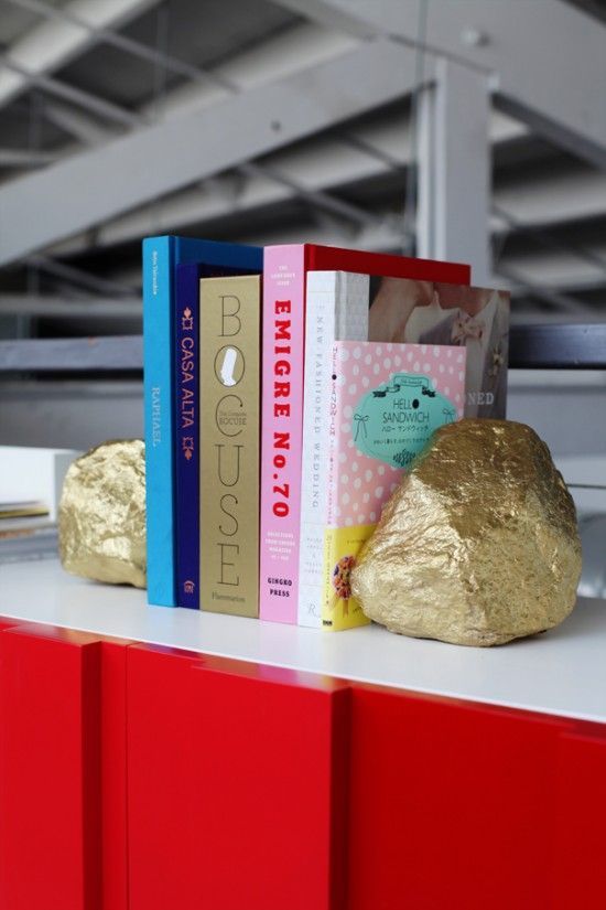 Gold-painted-bookends