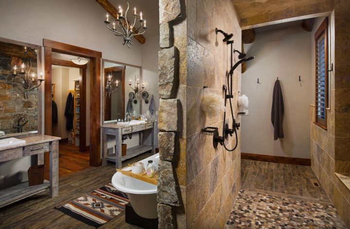 Rustic-bathroom-with-wall-for-shower-and-freestanding-tub