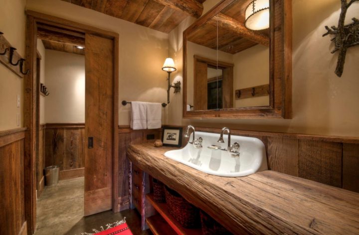 Rustic-raw-wood-countertop-for-vanity