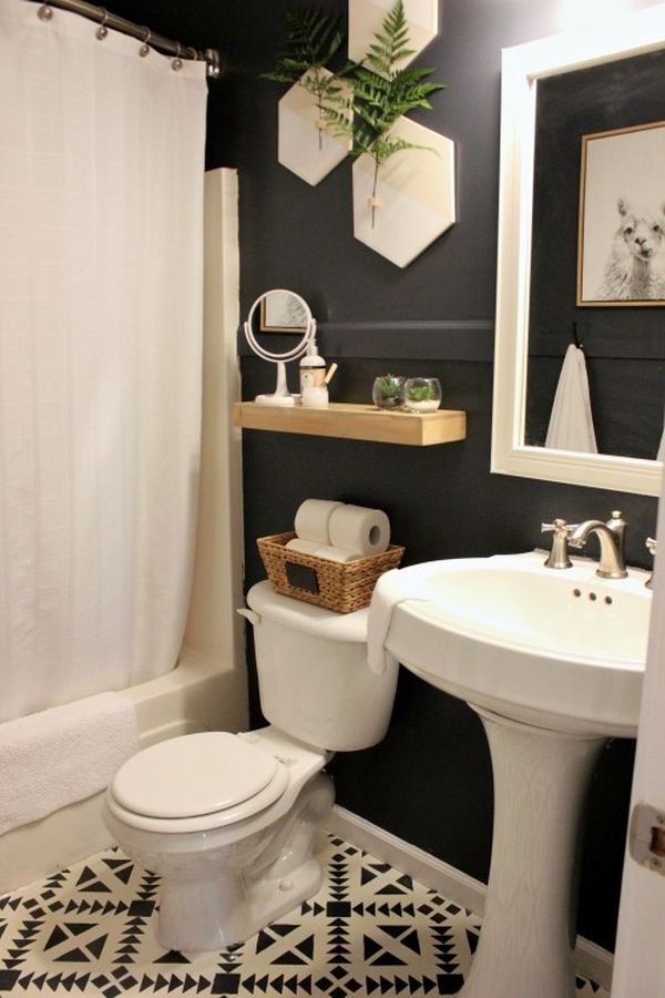 small-eclectic-modern-bathroom-with-dark-walls