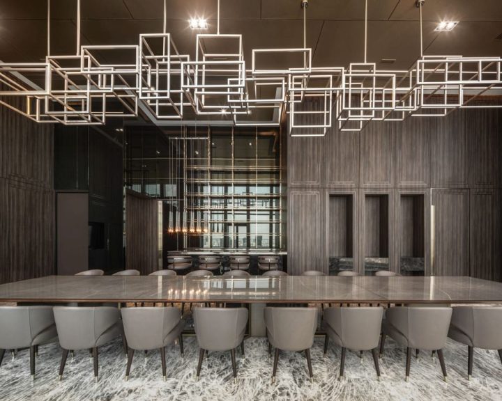 Boon-Rawd-Brewery-Headquarters-Design-in-Thailand-by-pbm-large-meeting-room-table-and-lighting-fixtures