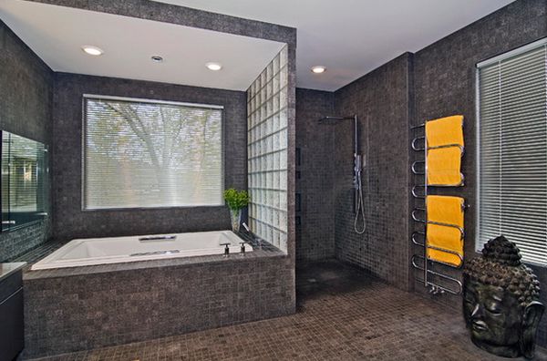 black-mosaic-shower-design-doorless