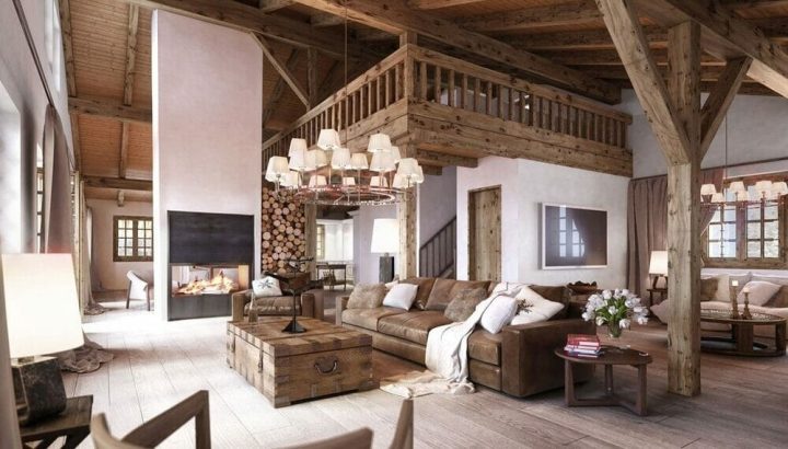 Classy-Rustic-home-interior-with-exposed-beams