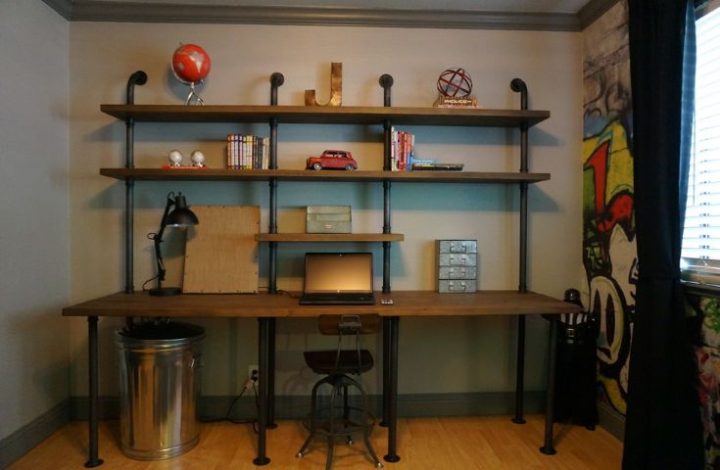 Industrial-pipes-wall-shelving-desk