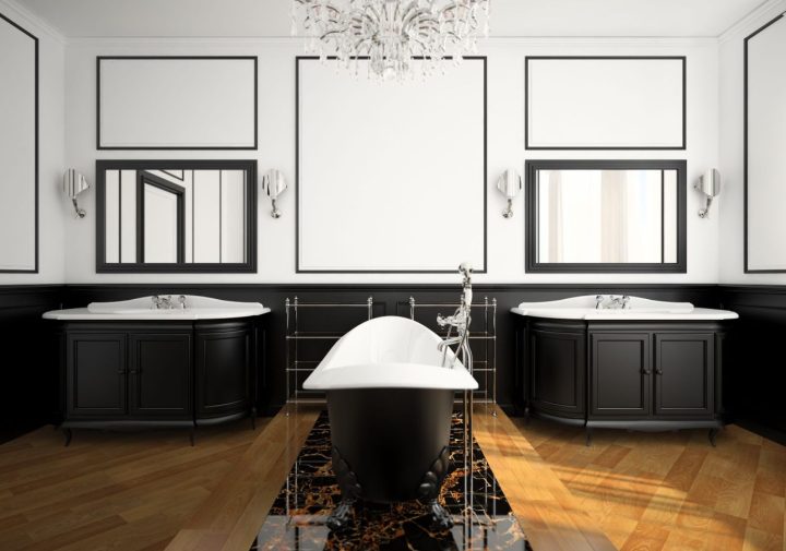 Bathroom-with-hardwood-floor-and-two-separate-vanity