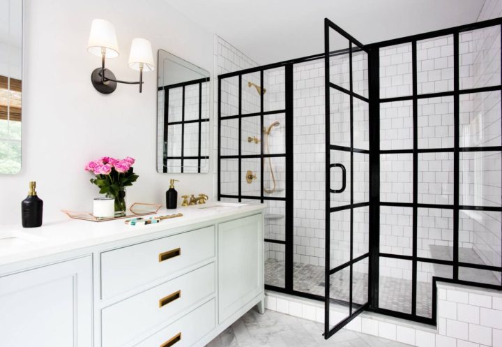 Black-frame-wall-shower-design